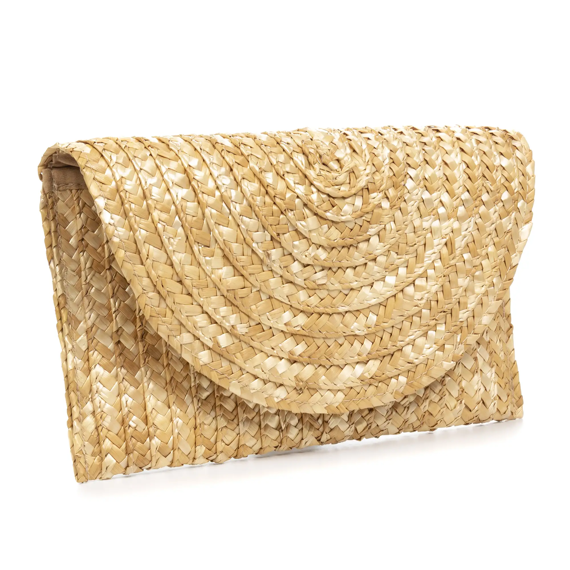 Zanè bolso clutch, de paja trenzada.