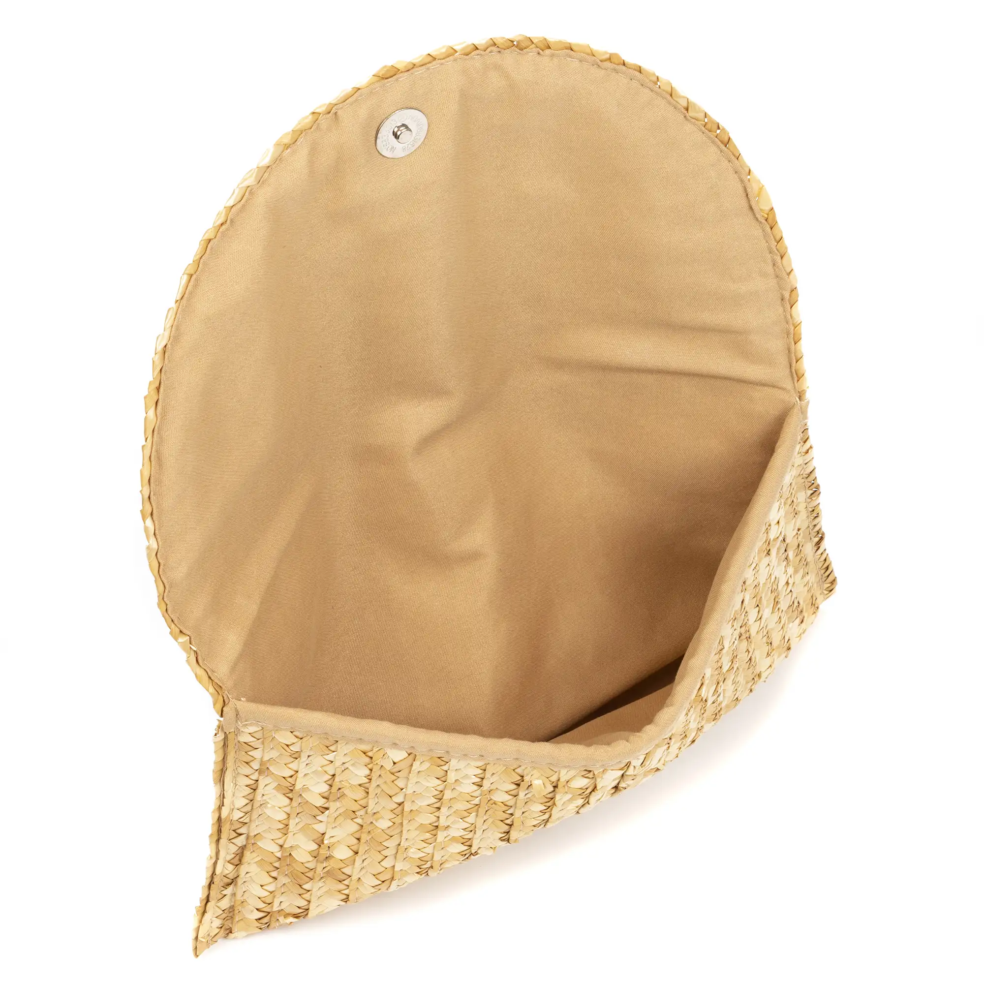 Zanè bolso clutch, de paja trenzada.