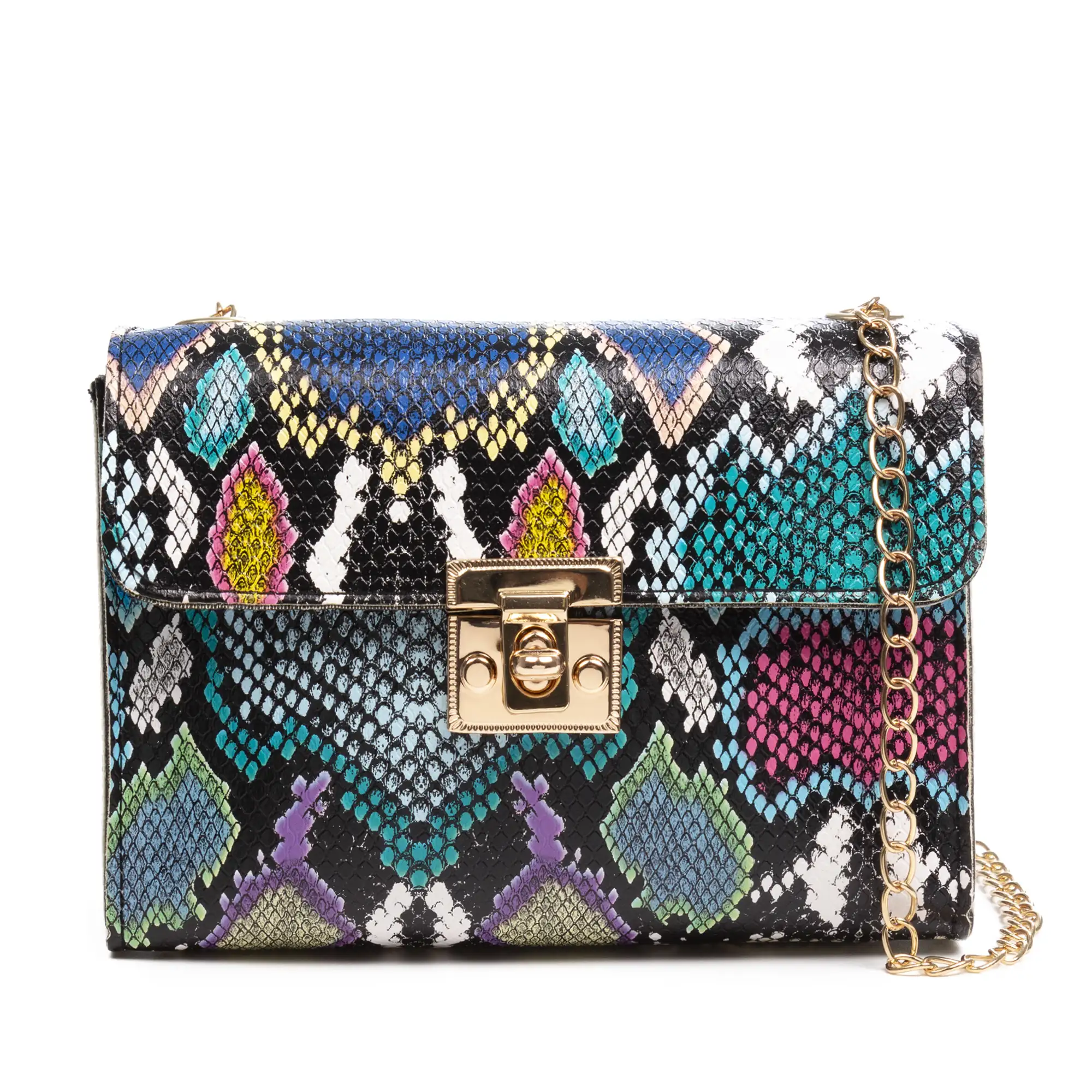 Foglio bolso bandolera mujer. Estampado pitón multicolor.