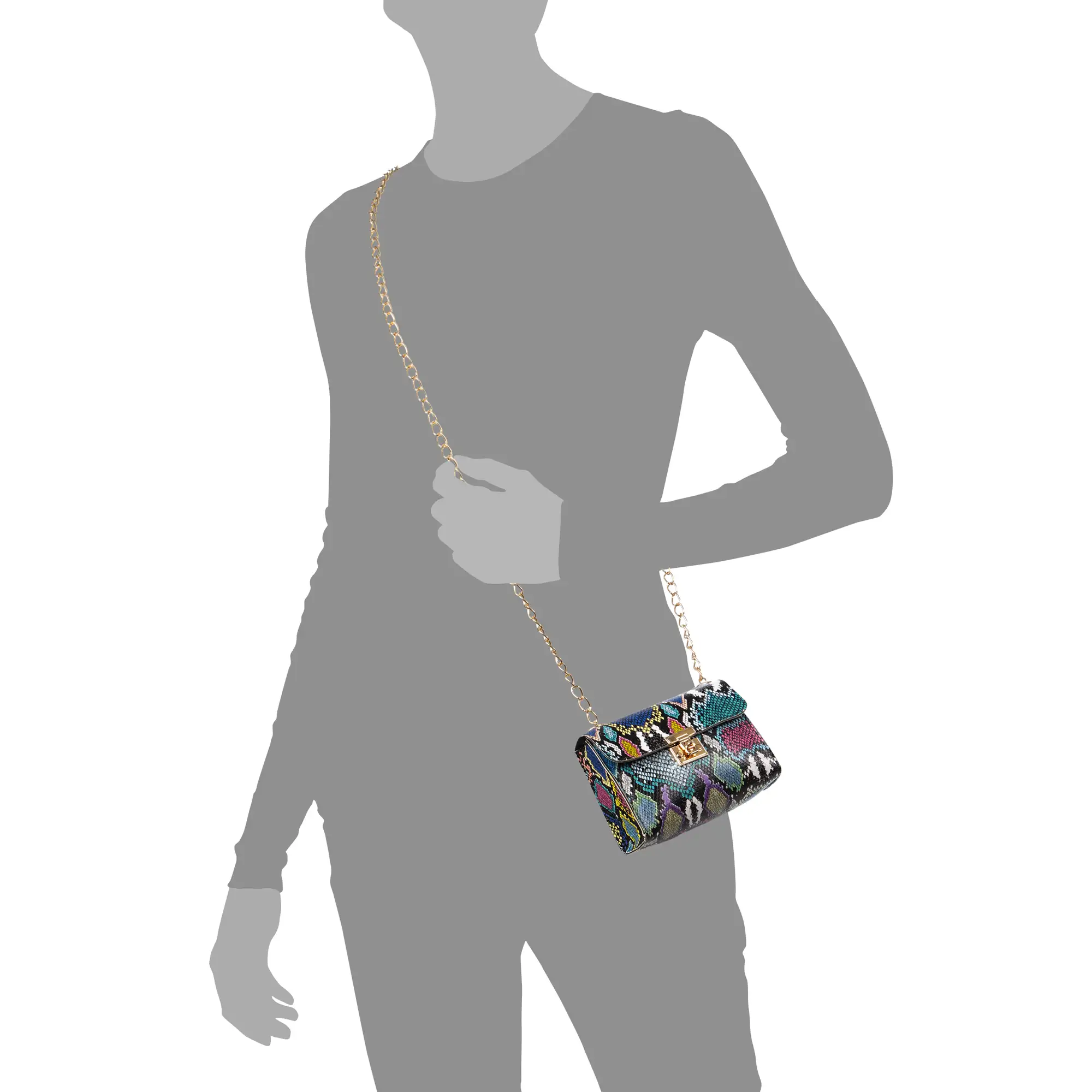 Foglio bolso bandolera mujer. Estampado pitón multicolor.