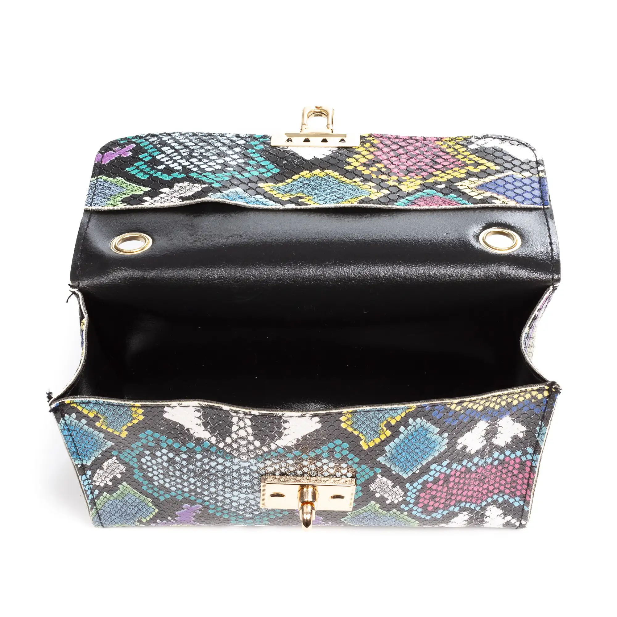 Foglio bolso bandolera mujer. Estampado pitón multicolor.