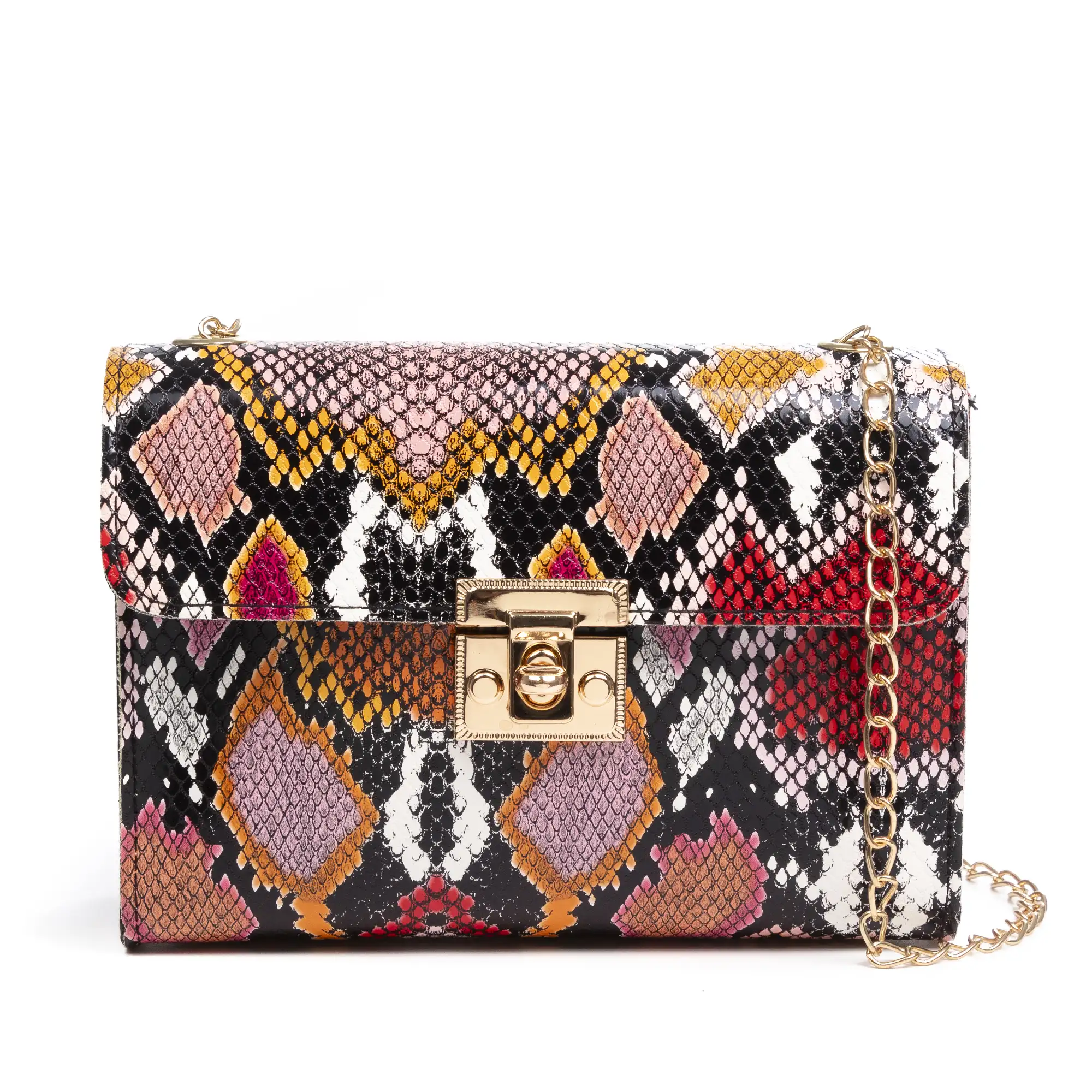 Foglio bolso bandolera mujer. Estampado pitón multicolor.