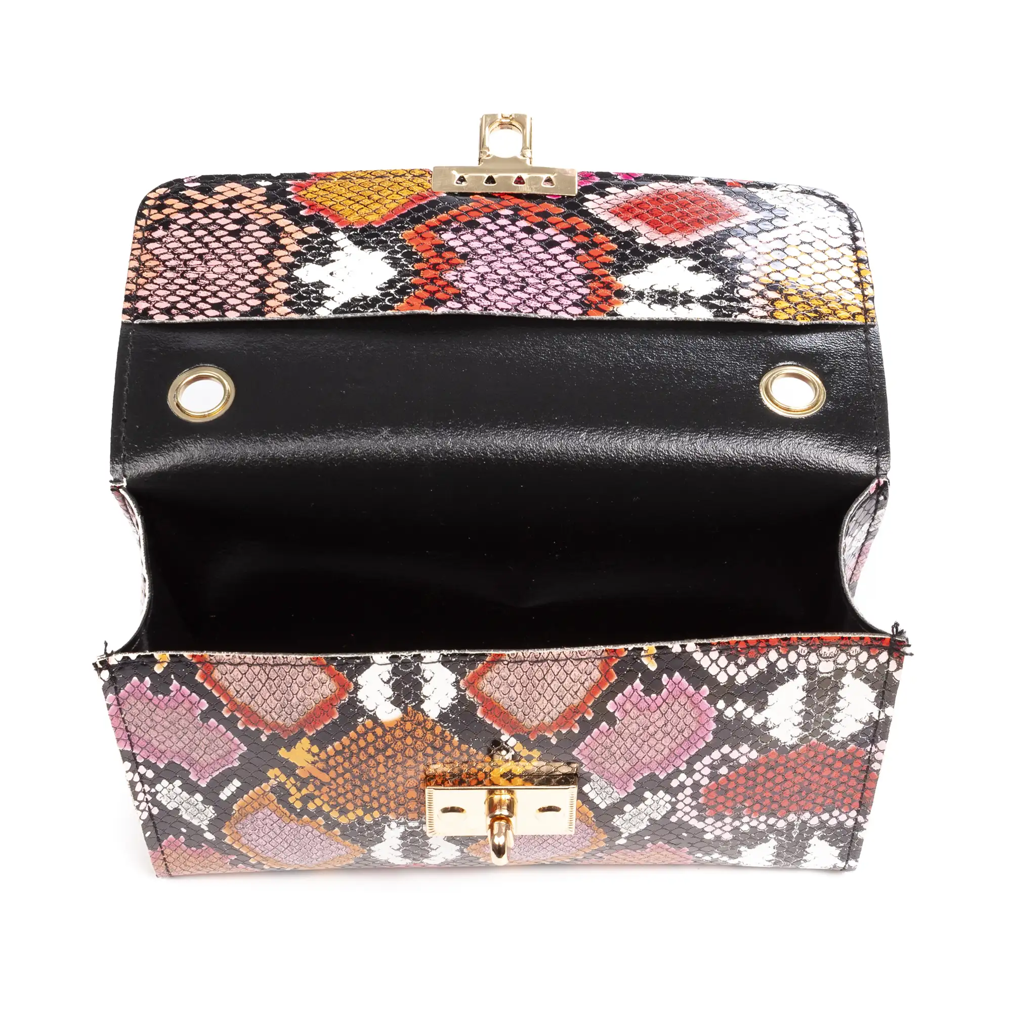 Foglio bolso bandolera mujer. Estampado pitón multicolor.