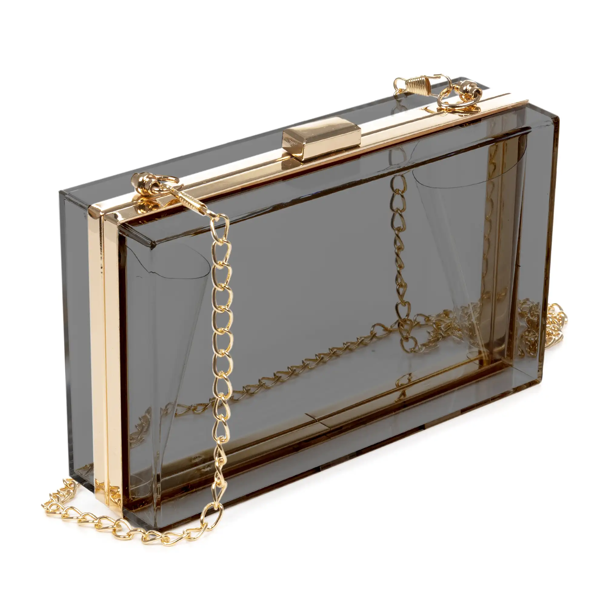Villalfonsina bolso Clutch de mano, de metacrilato transparente con cadena