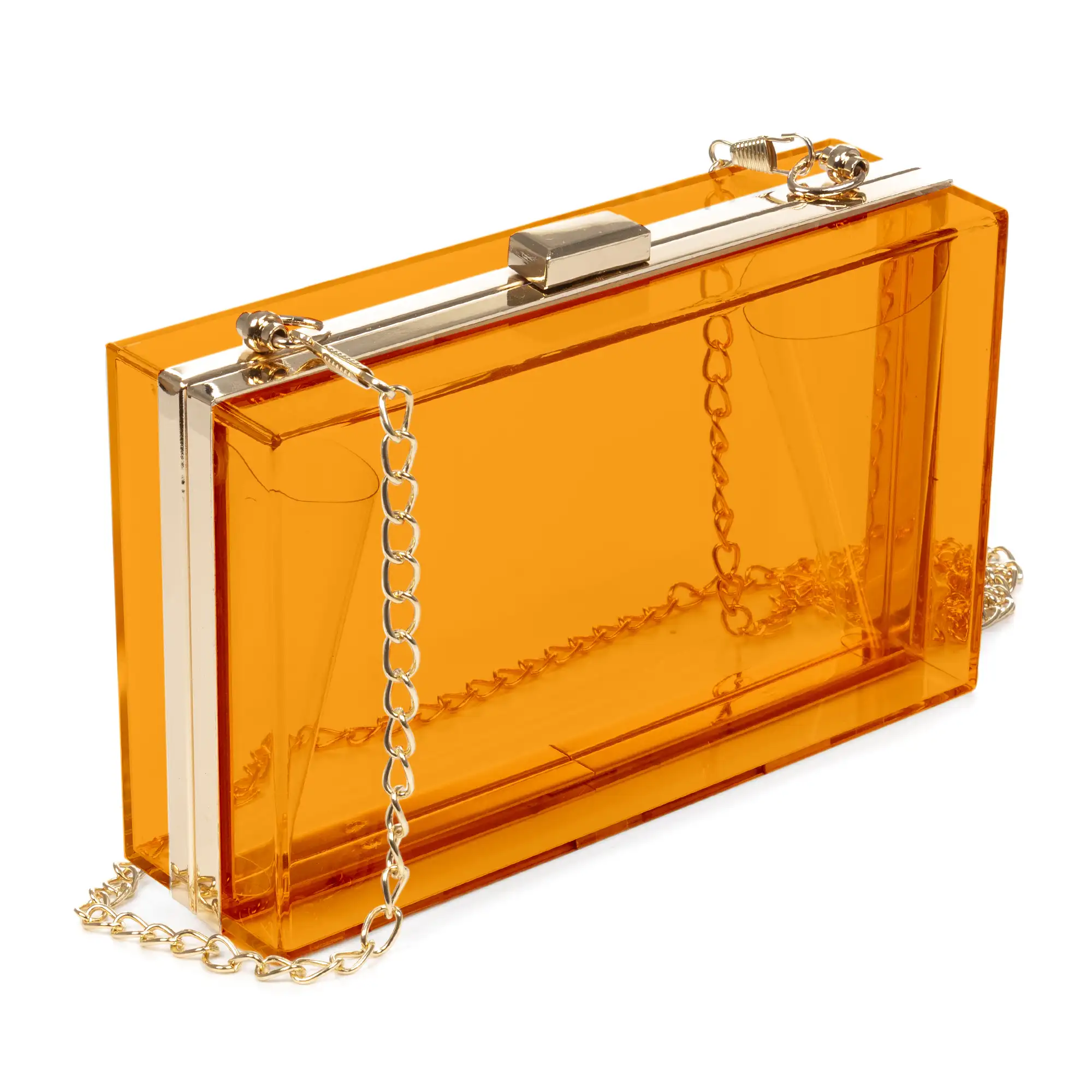 Villalfonsina bolso Clutch de mano, de metacrilato transparente con cadena