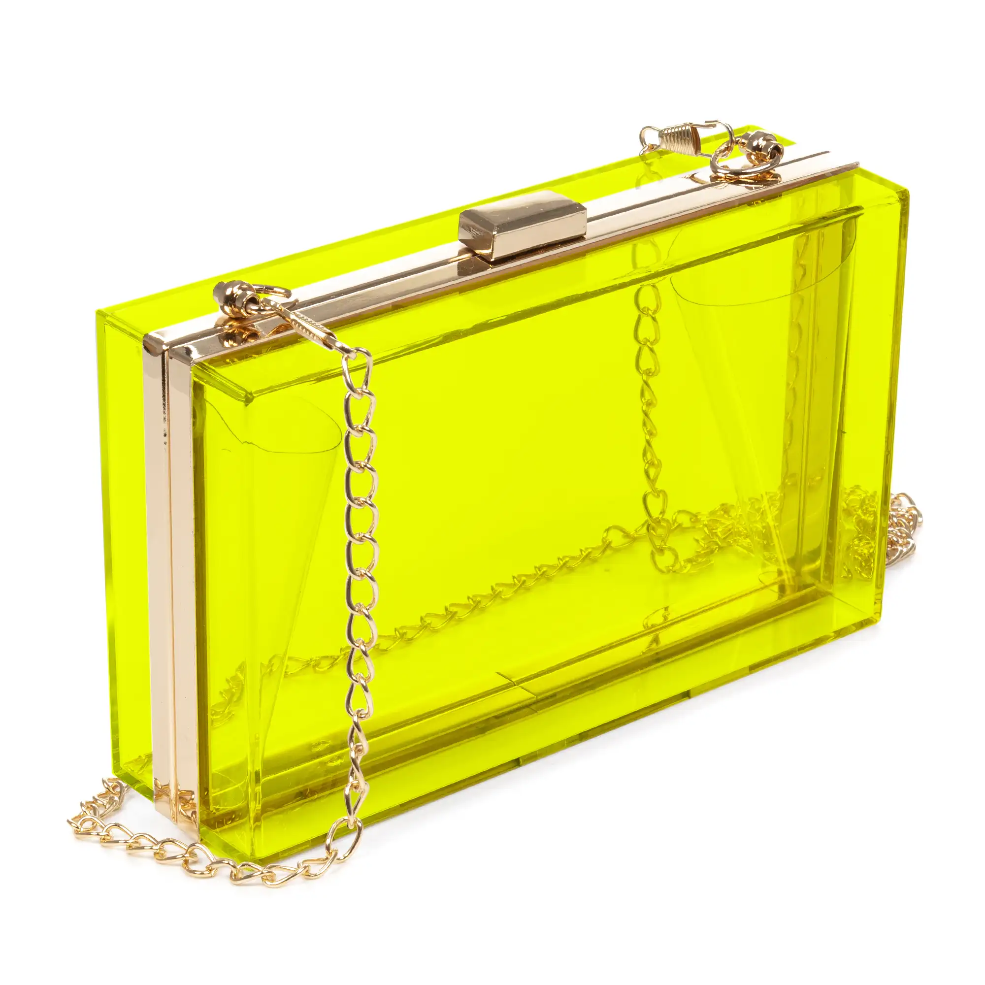 Villalfonsina bolso Clutch de mano, de metacrilato transparente con cadena