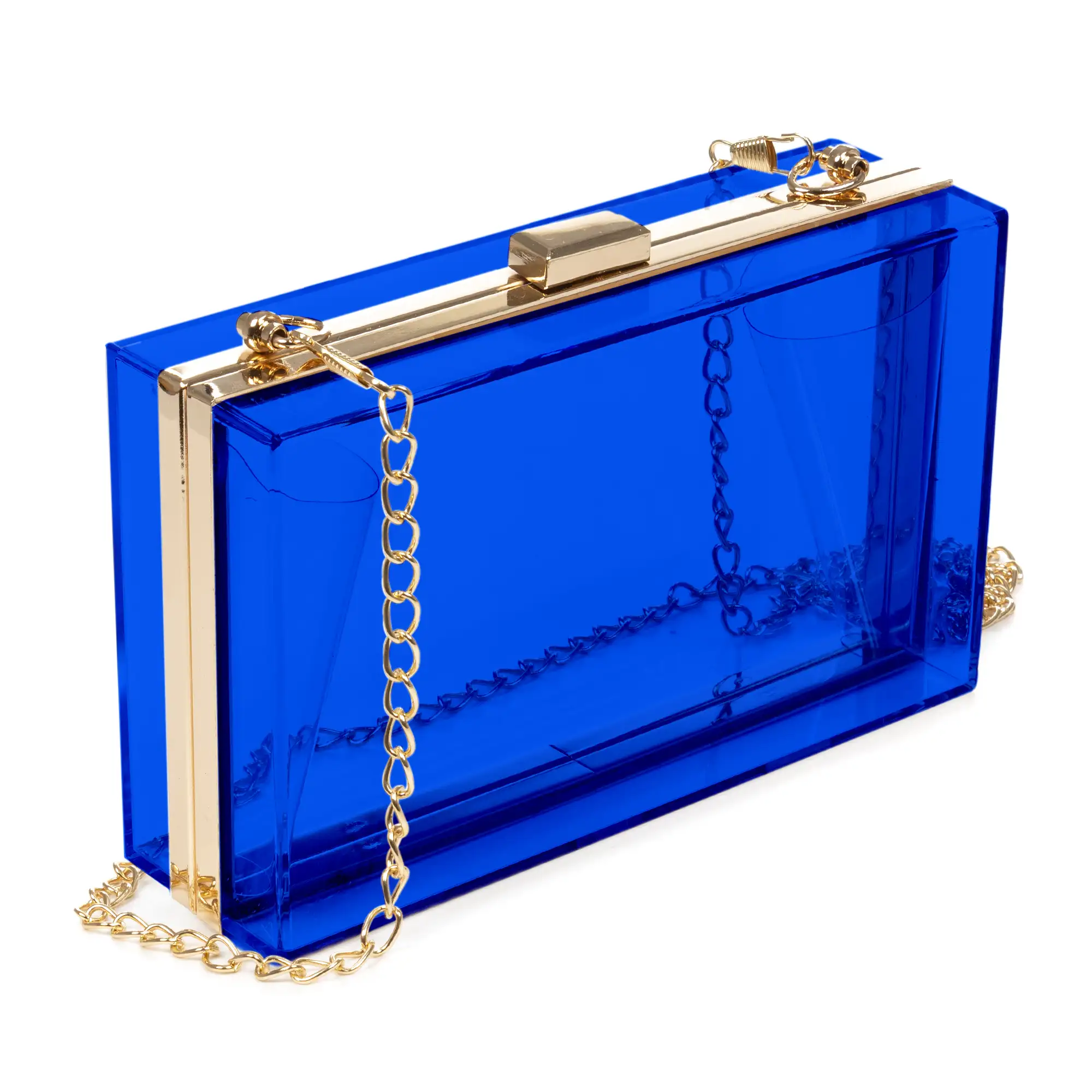 Villalfonsina bolso Clutch de mano, de metacrilato transparente con cadena.