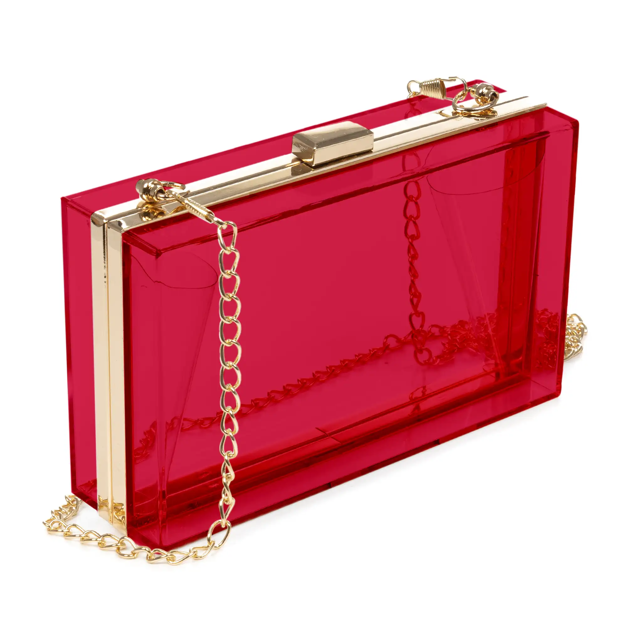 Villalfonsina bolso Clutch de mano, de metacrilato transparente con cadena