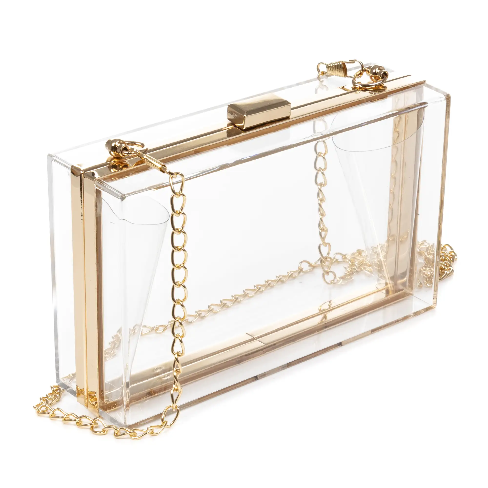 Villalfonsina bolso Clutch de mano, de metacrilato transparente con cadena