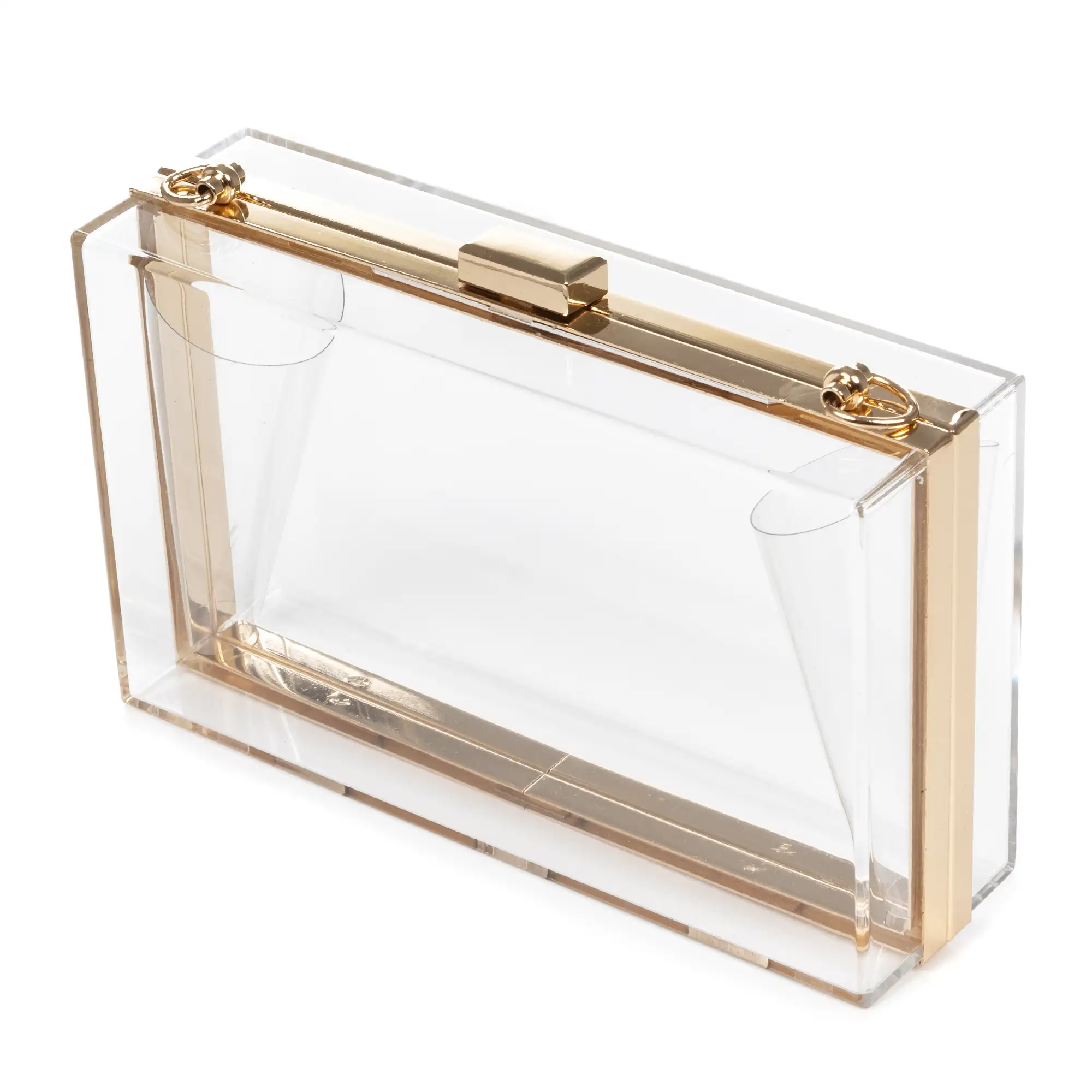 Villalfonsina bolso Clutch de mano, de metacrilato transparente con cadena