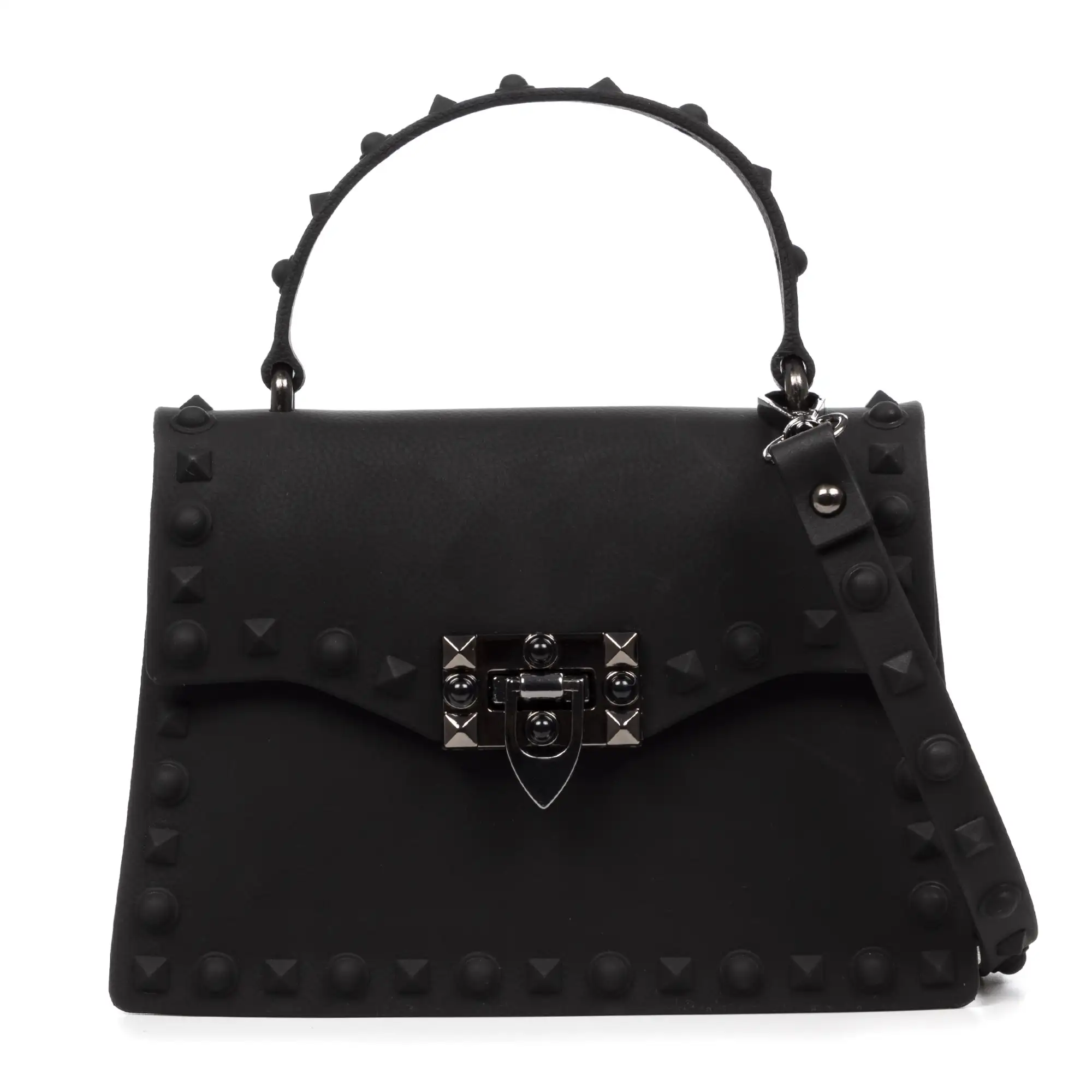 Villamaina bolso tote mini, de pvc con grabado tachuelas. Cierre diseño esxclusivo.