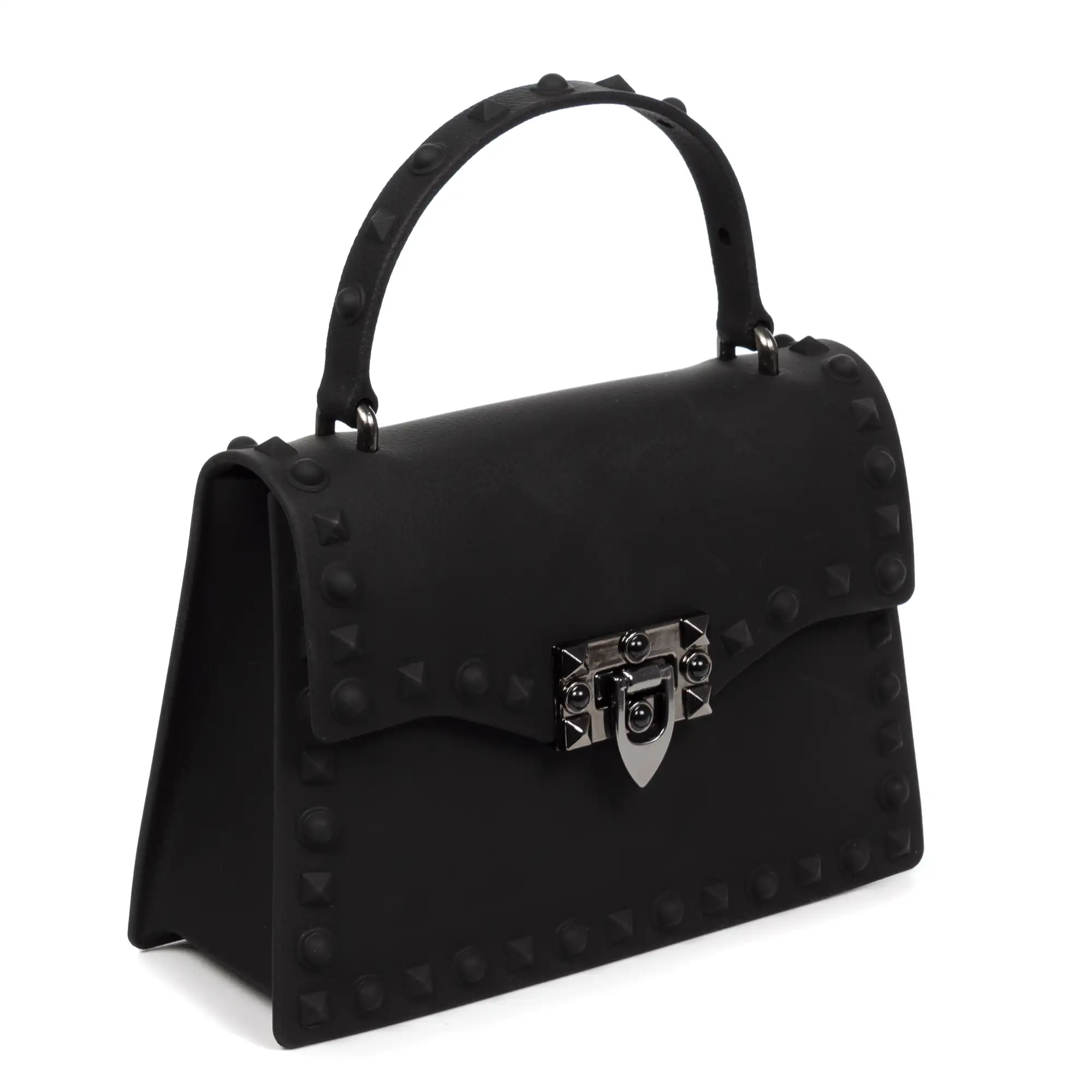 Villamaina bolso tote mini, de pvc con grabado tachuelas. Cierre diseño esxclusivo.