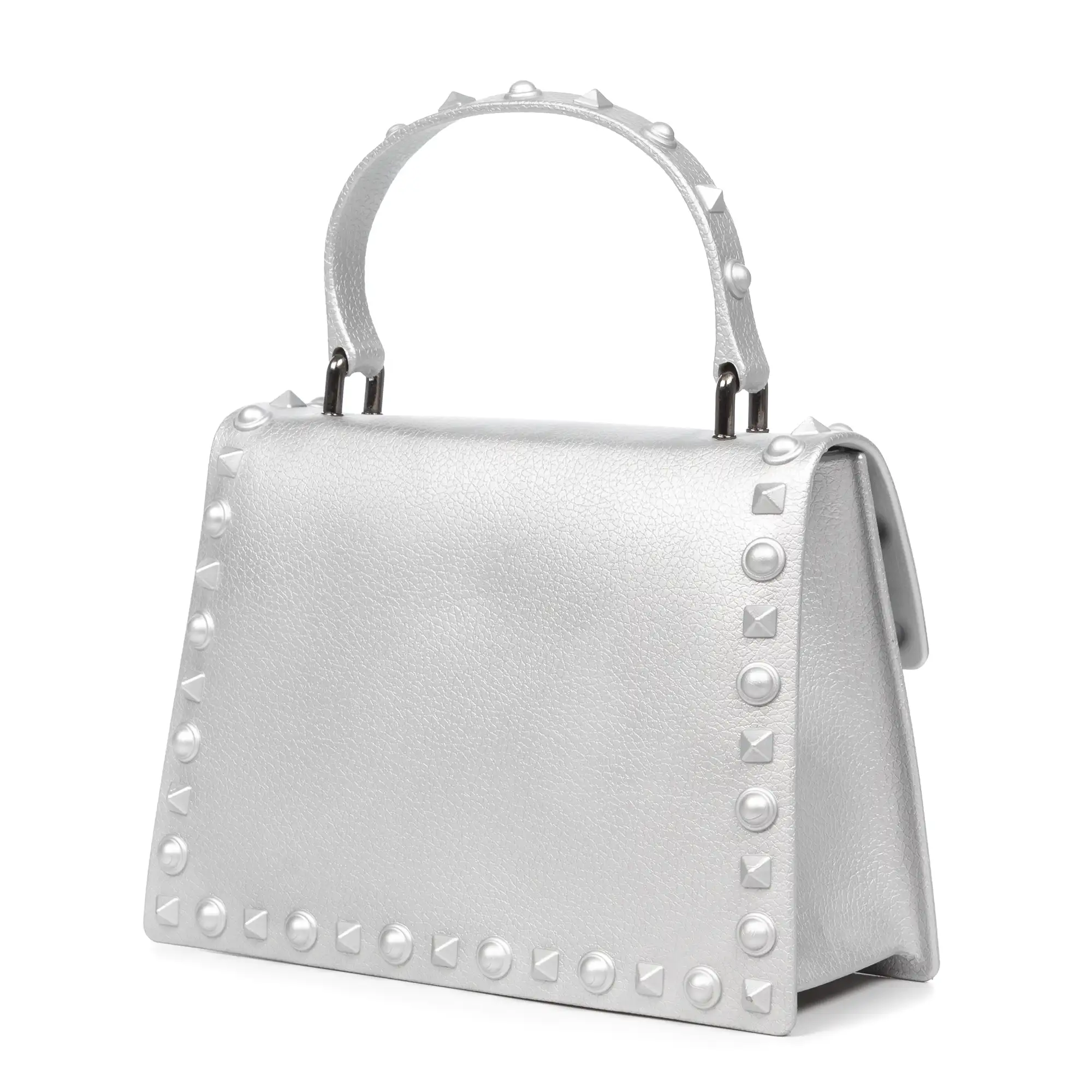 Villamaina bolso tote mini, de pvc con grabado tachuelas. Cierre diseño esxclusivo.