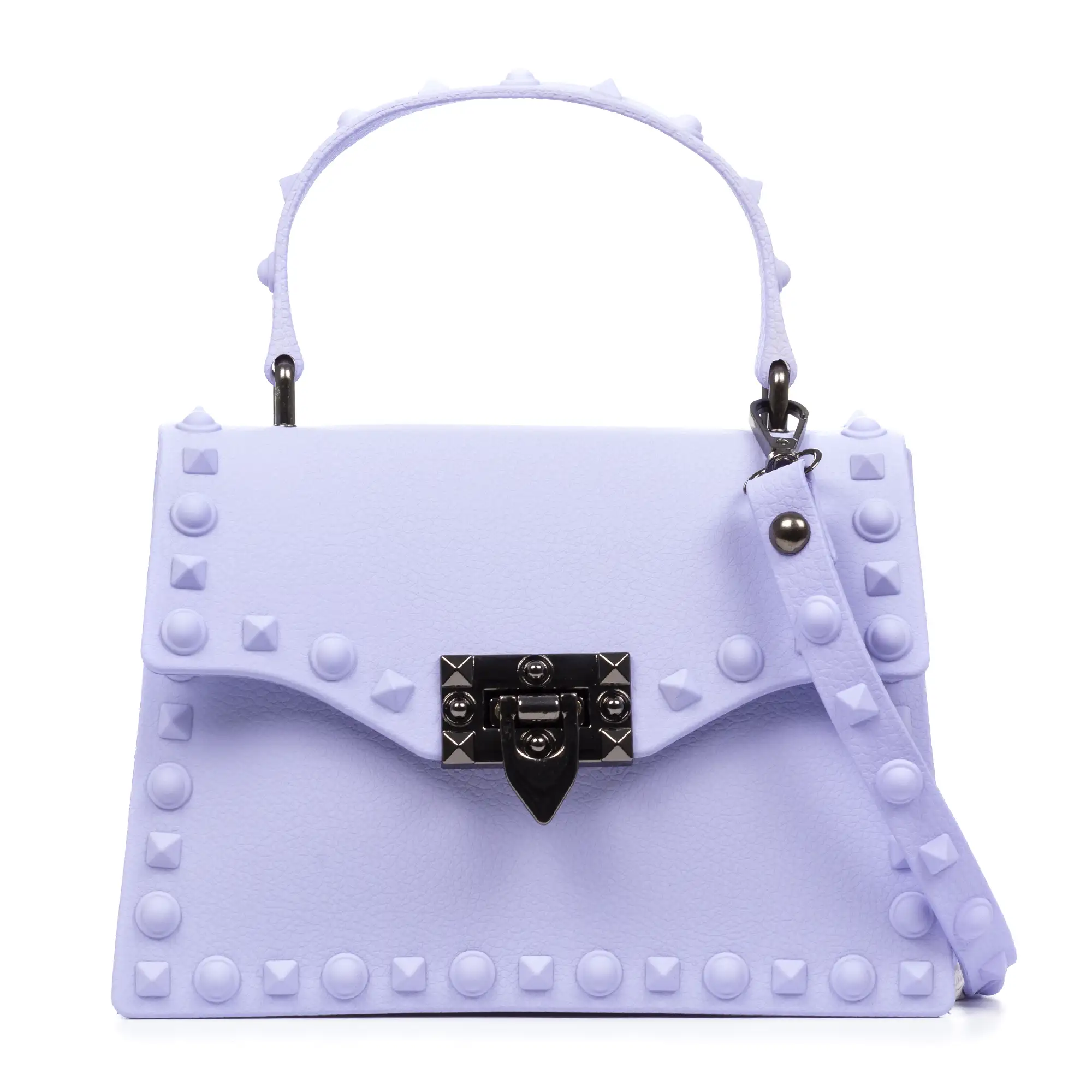 Villamaina bolso tote mini, de pvc con grabado tachuelas. Cierre diseño esxclusivo.