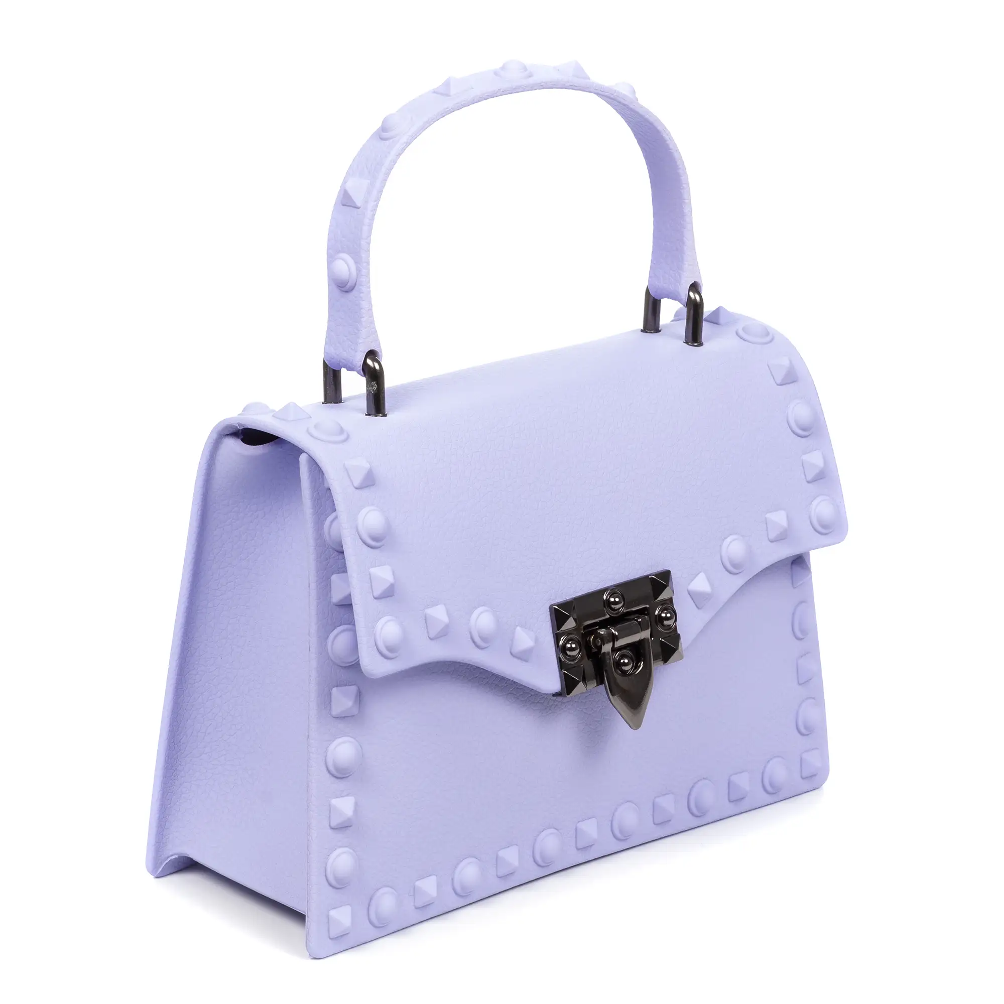 Villamaina bolso tote mini, de pvc con grabado tachuelas. Cierre diseño esxclusivo.