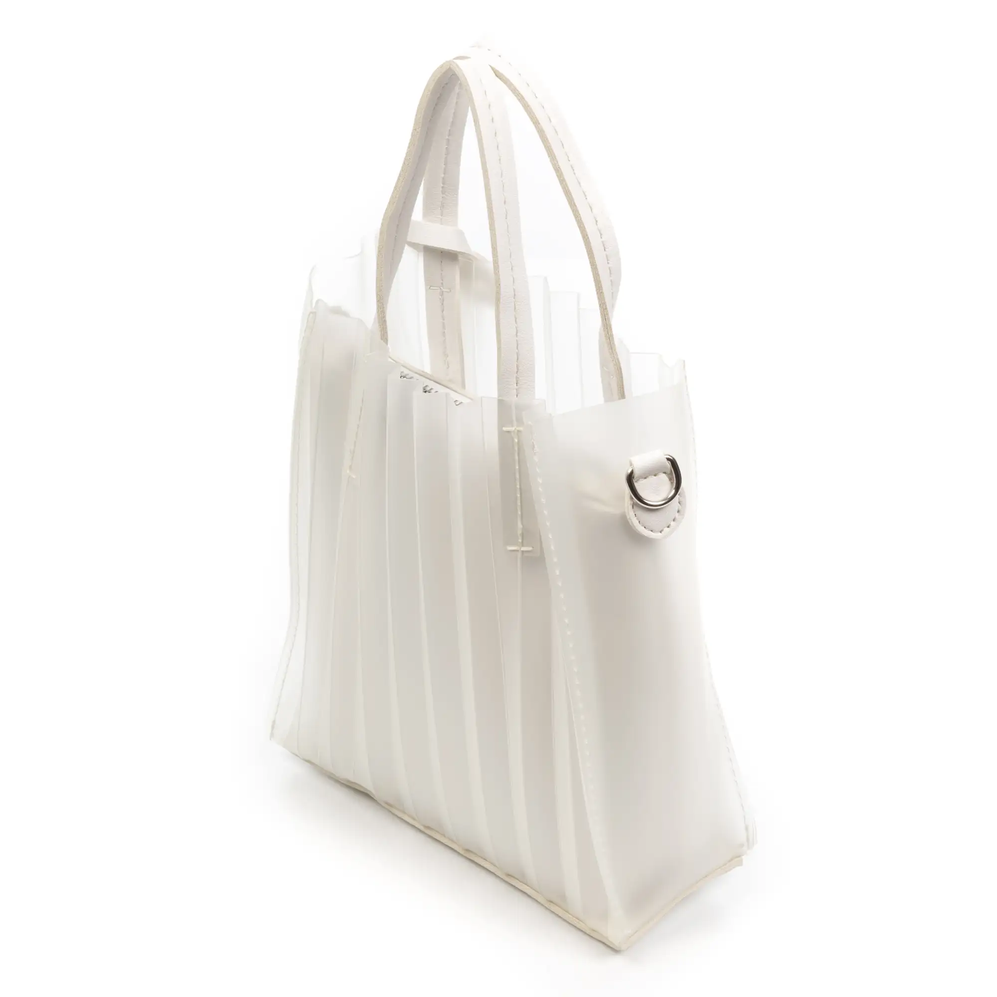 Villamiroglio bolso de mano, de silicona translúcida. Bolsa interior y correa bandolera.