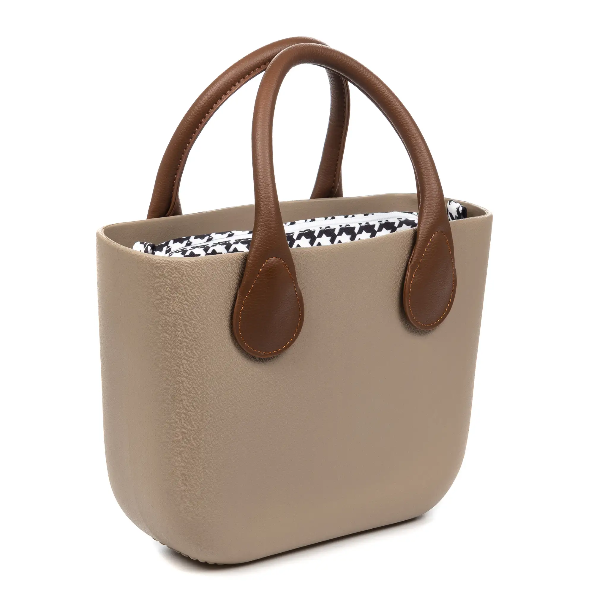 Villanterio bolso de mano de goma EVA con bolso interior estampado. Asas y bolsa de relleno intercambiables.
