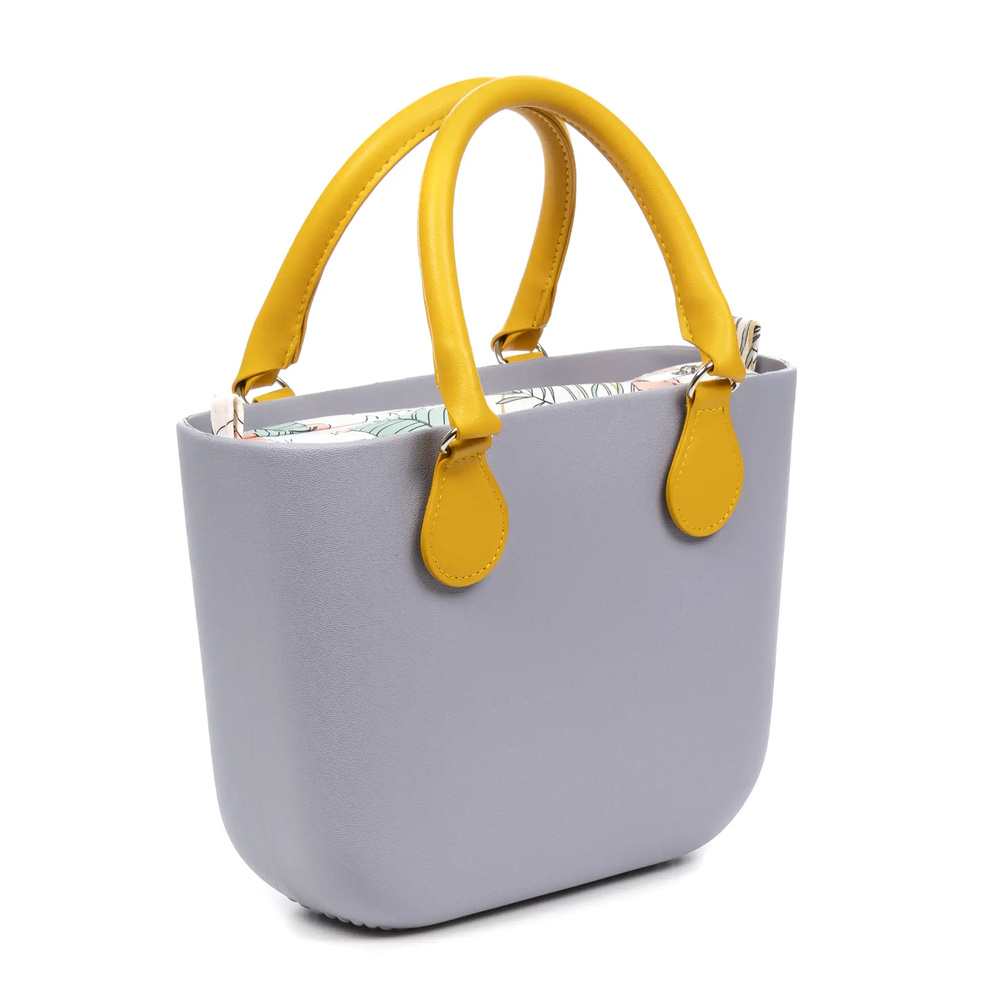 Villanterio bolso de mano de goma EVA con bolso interior estampado. Asas y bolsa de relleno intercambiables.