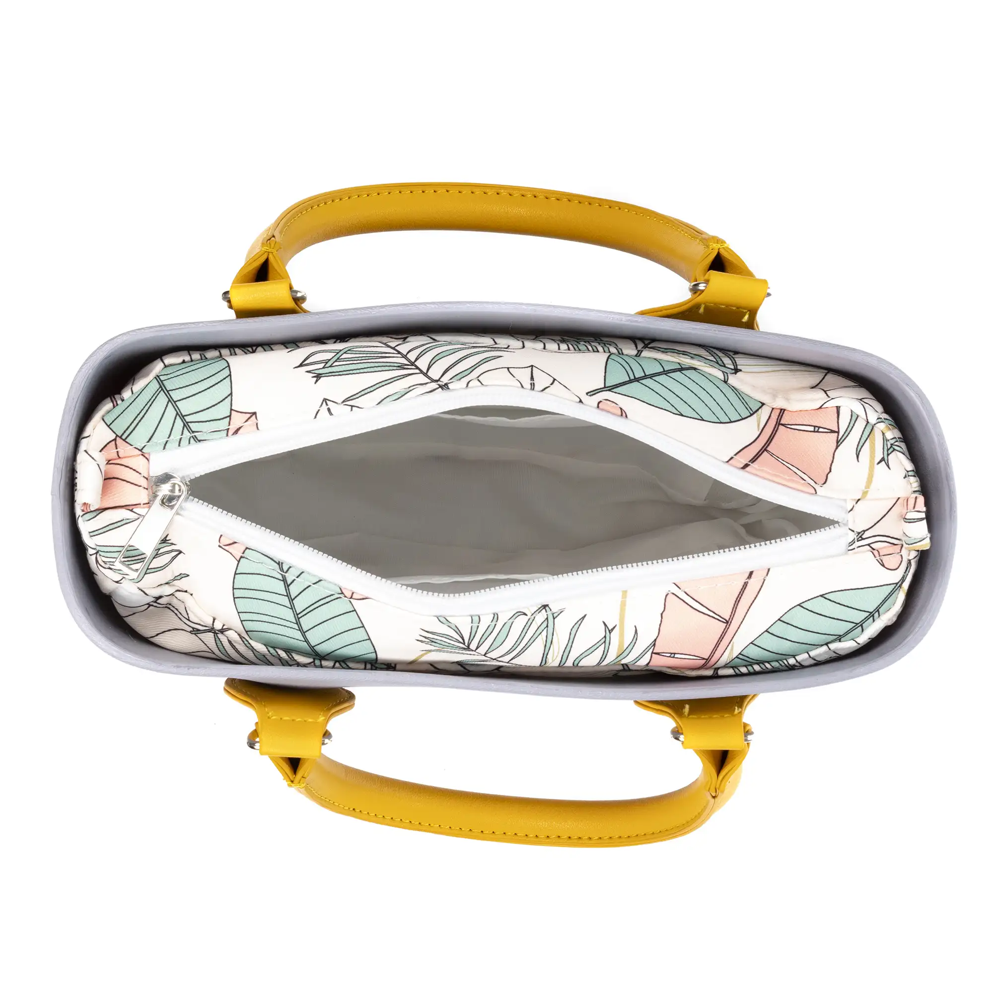 Villanterio bolso de mano de goma EVA con bolso interior estampado. Asas y bolsa de relleno intercambiables.
