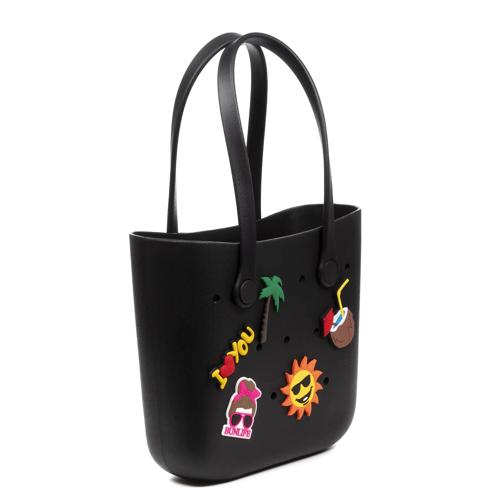 VillaPoma bolso Shopper de playa , de goma EVA con asas largas y charm decorativos