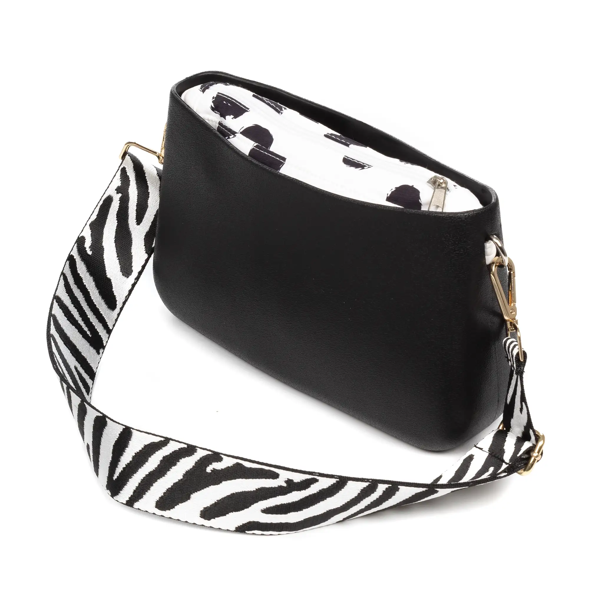 Villareggia bolso bandolera, de goma eva con correa ajustable y bolsa interior estampada. Correa y bolsa interior intercambiables.