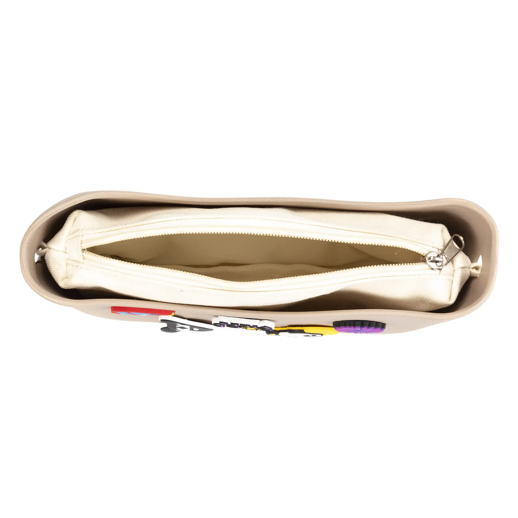 Villaricca bolso bandolera, de goma eva con correa y bolsa interior.