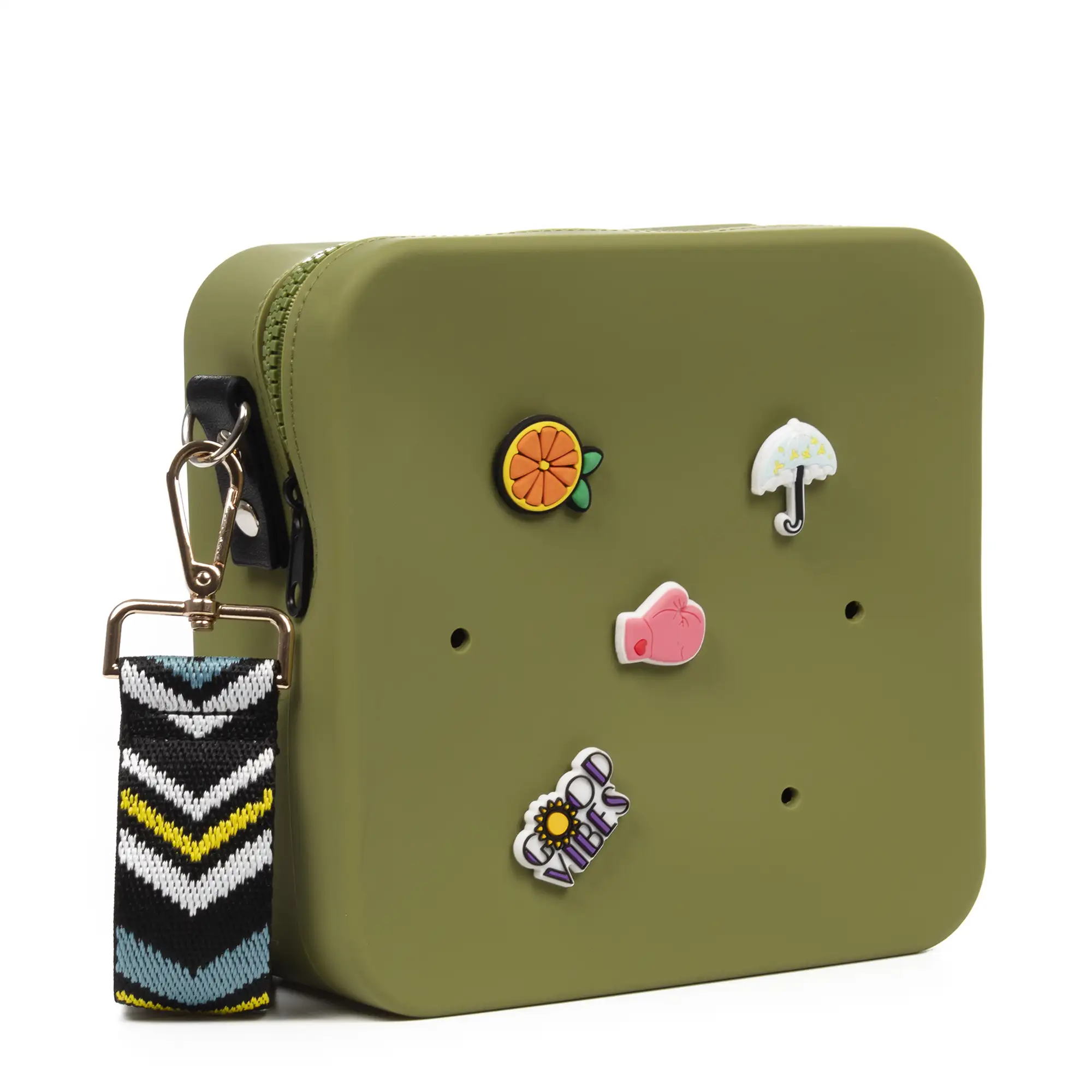 Villimpenta bolso bandolera cuadrado de silicona, con correa de diseño, intercambiable.