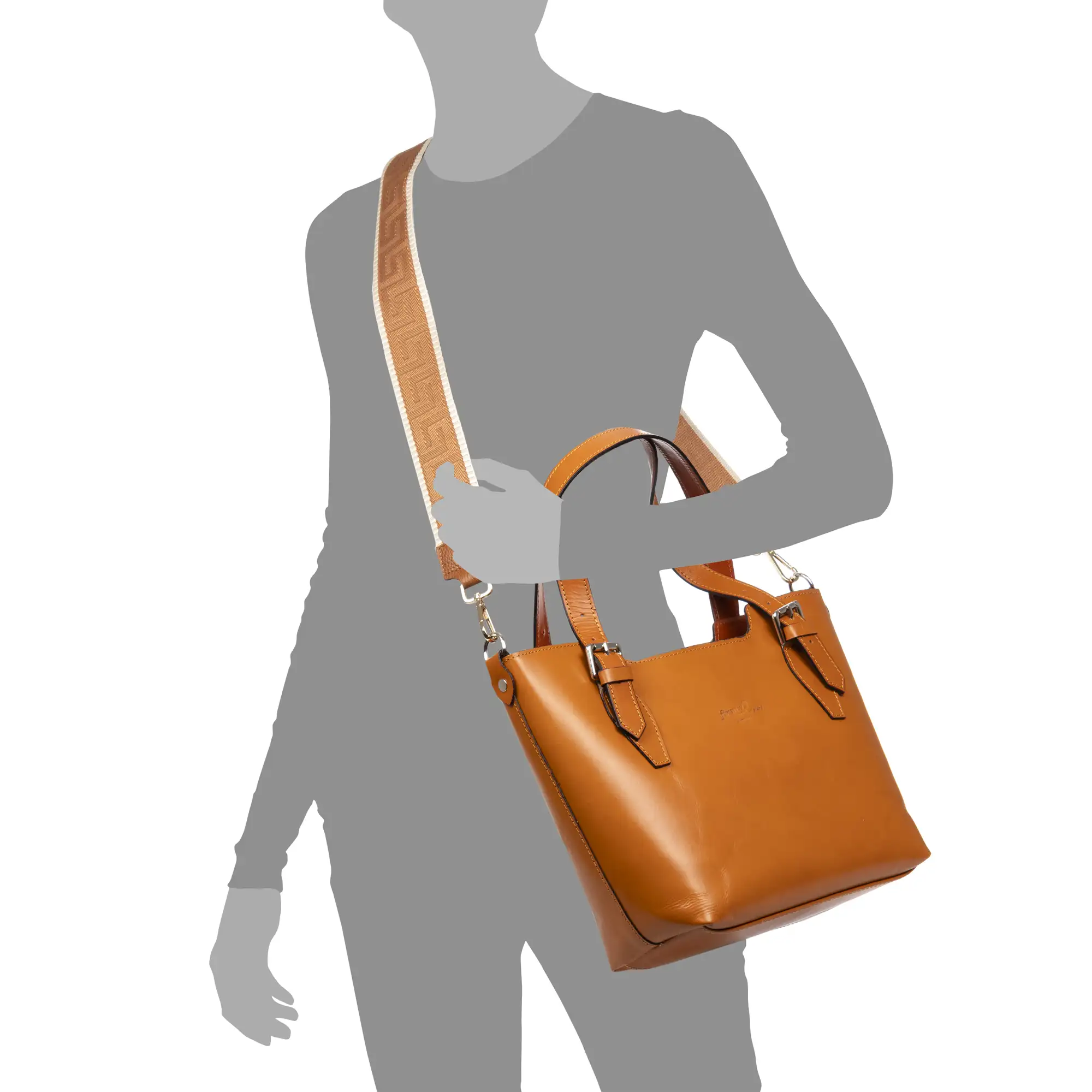 Arezzo Bolso tote Mujer con dos correas. Piel auténtica Tamponato