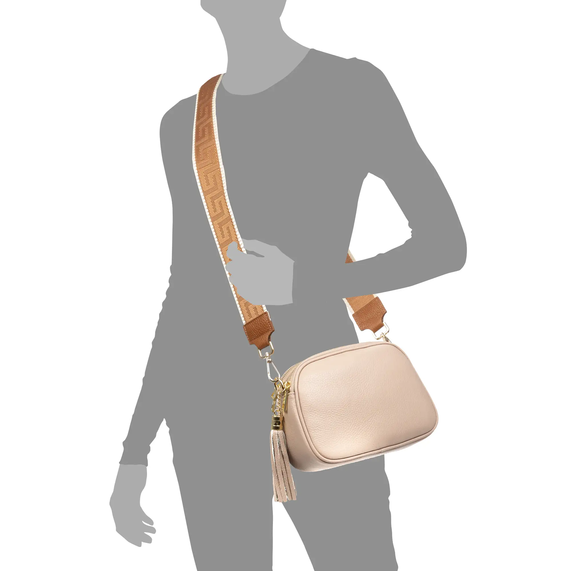 Aliminusa bolso bandolera Mujer con dos correas. Piel auténtica Dollaro.