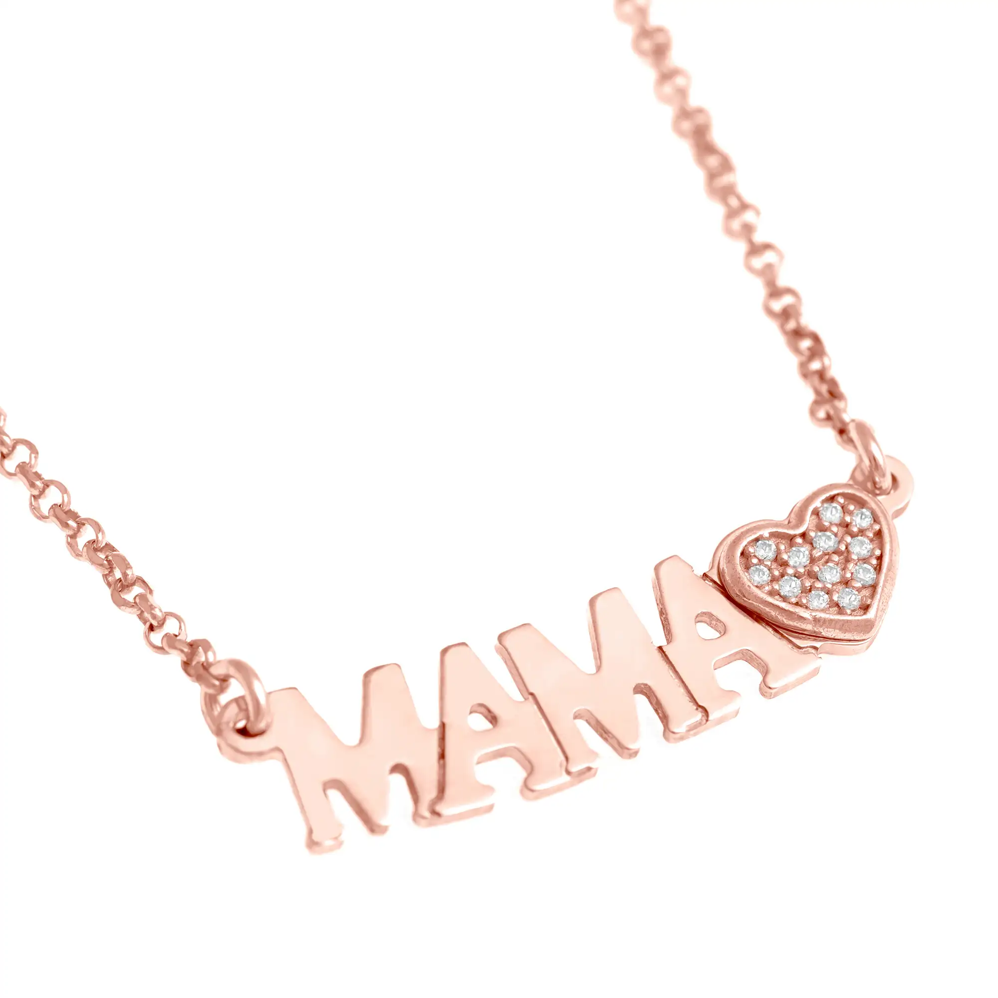 Collar de Plata de Ley 925 con inserción de colgante MAMA+ Circonita
